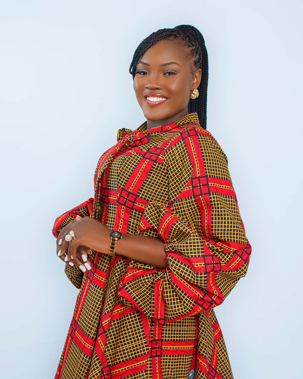 Puff Sleeve African Print Midi Dress