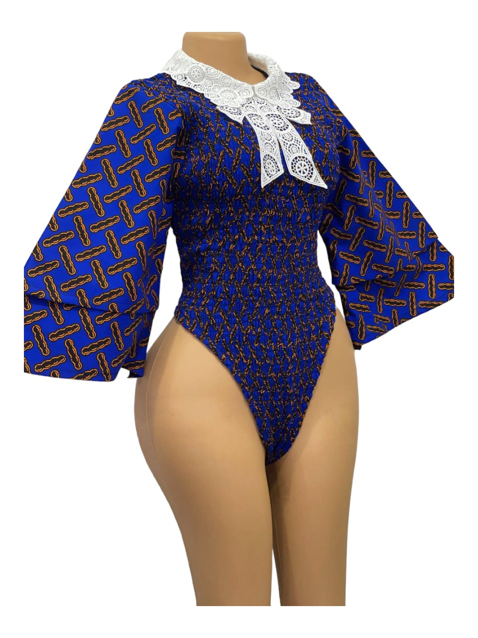 African Print Bodycon Dress (Blue)