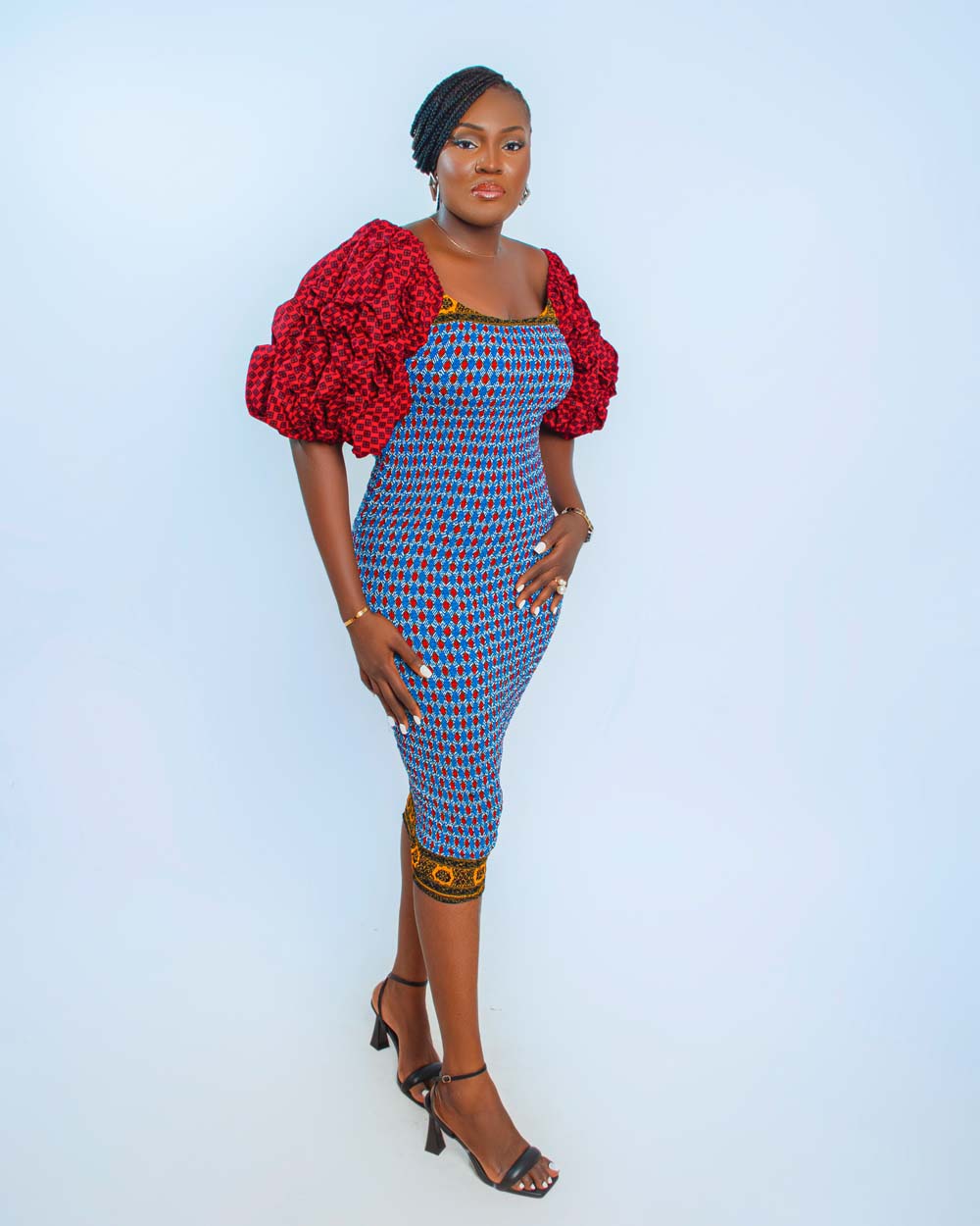 Figure-Hugging African Print Dress