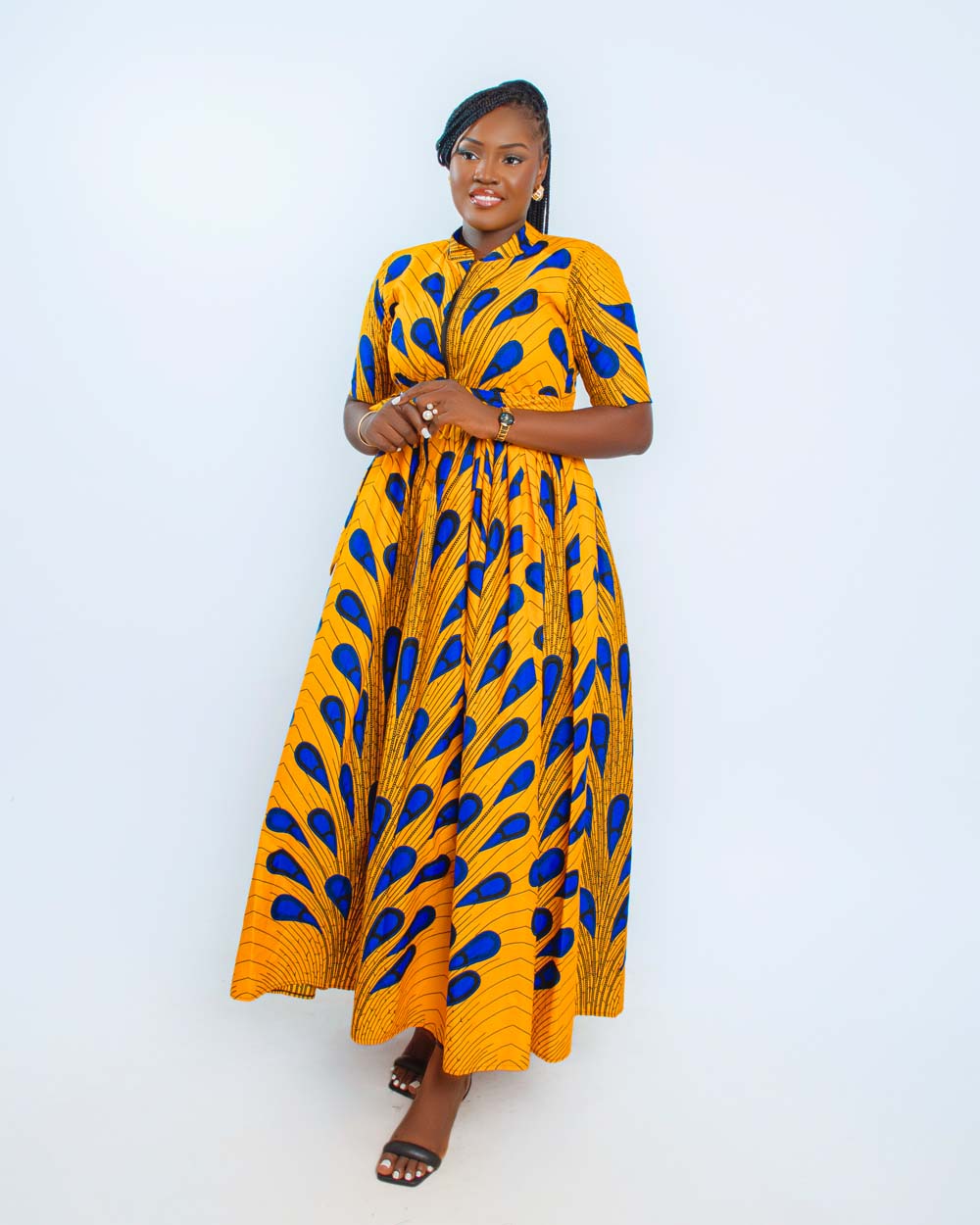 African Print A-Line Gown (Yellow)