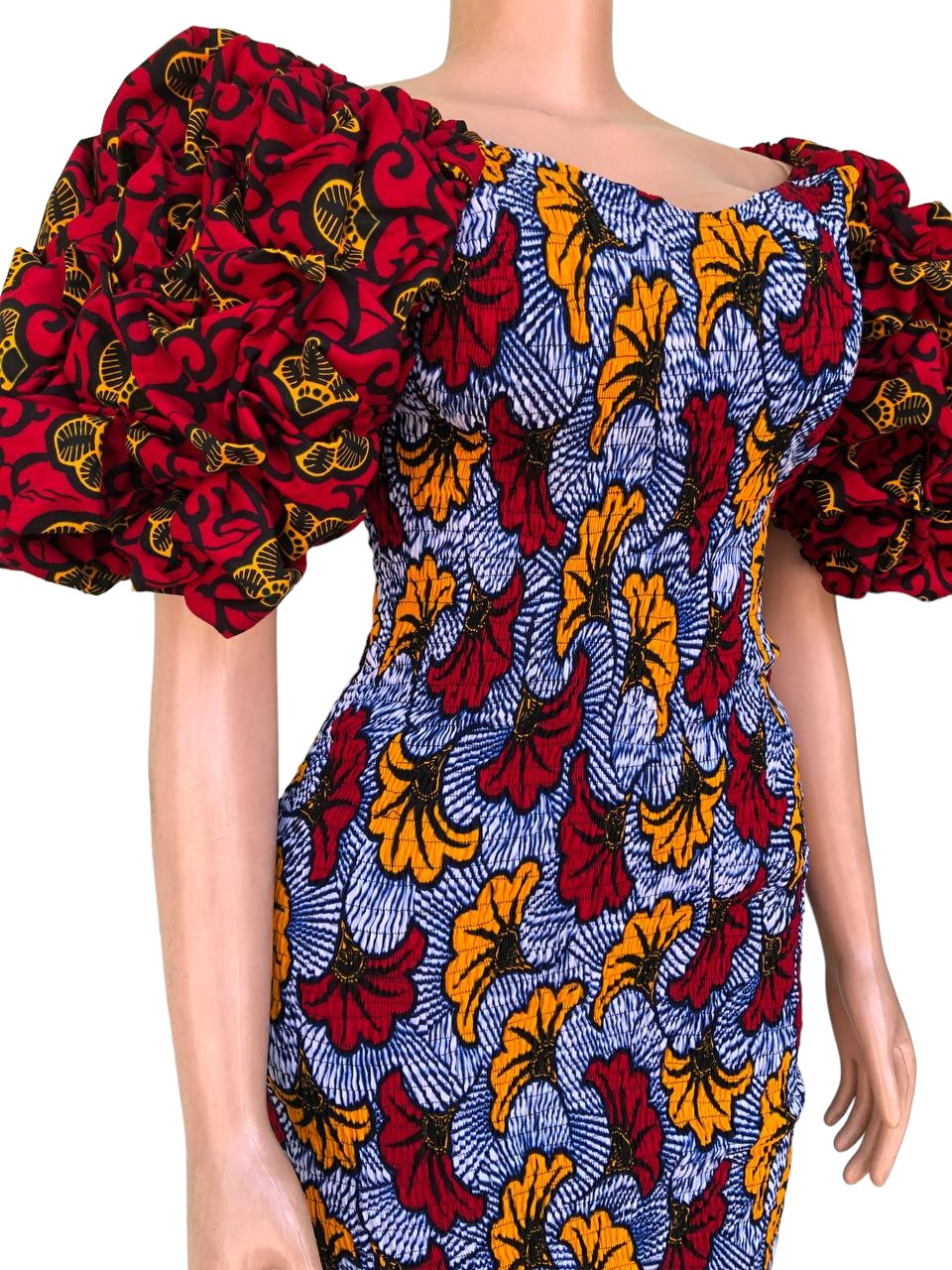 African Print Ruffle Sleeves Gown