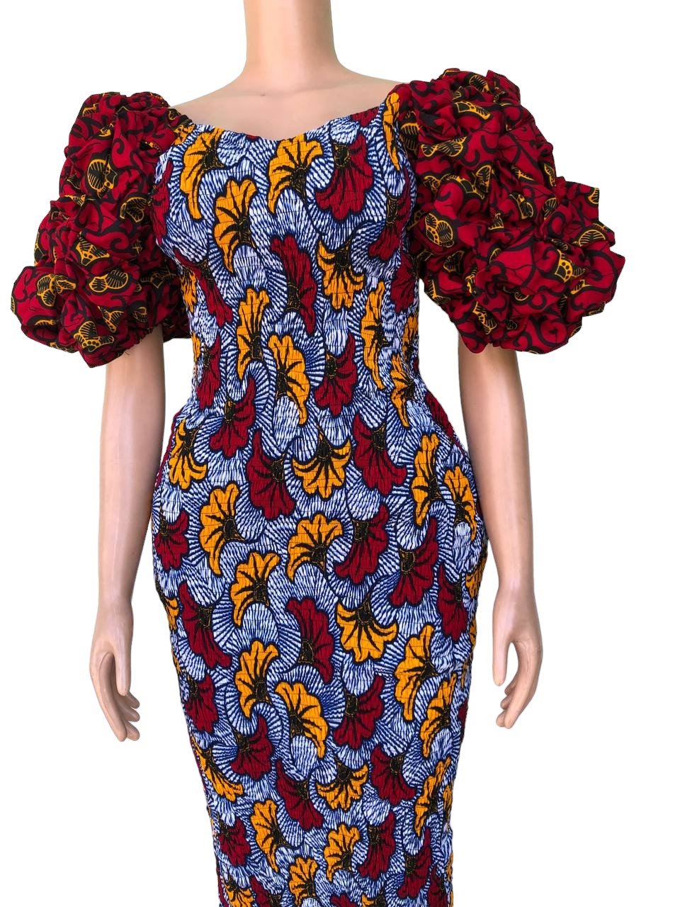 African Print Ruffle Sleeves Gown