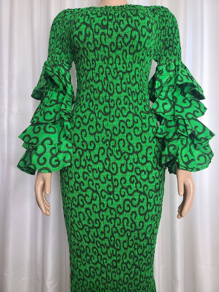 African Print Bodycon Dress (Four Layered Sleeves)