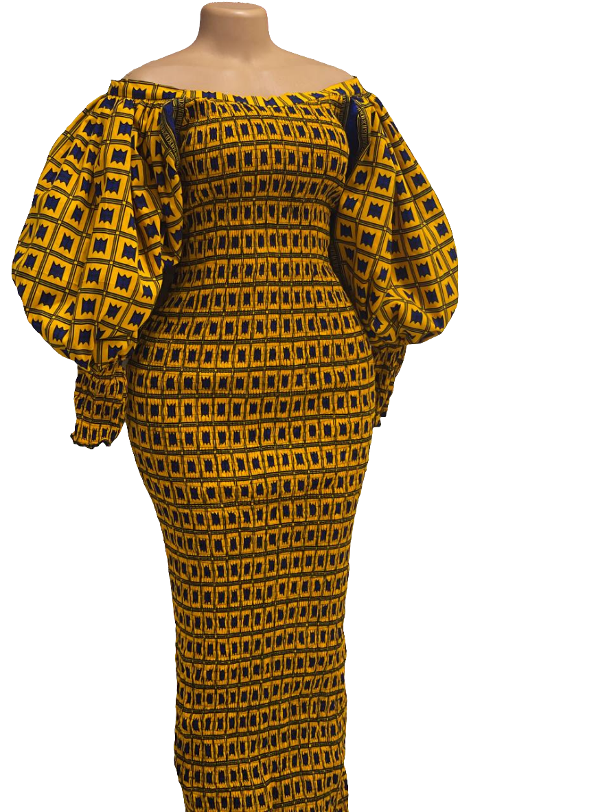 Bishop Sleeve African Print Bodycon Dress