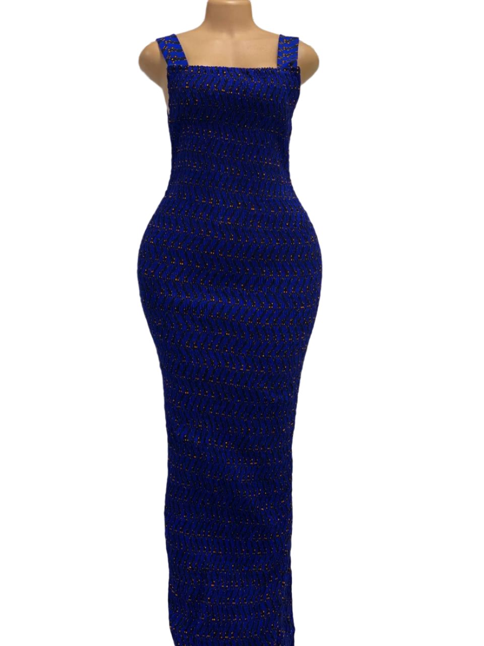 Sleeveless African Bodycon Dress (Blue)