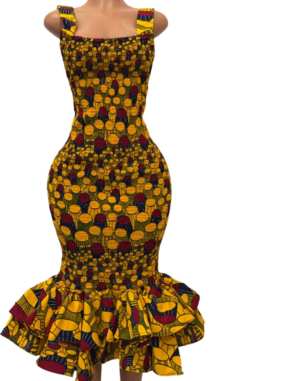 African Print Sleeveless Bodycon Dress