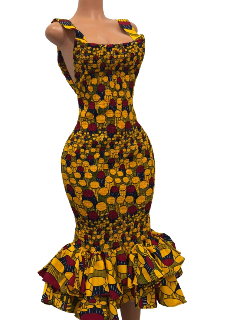 African Print Sleeveless Bodycon Dress